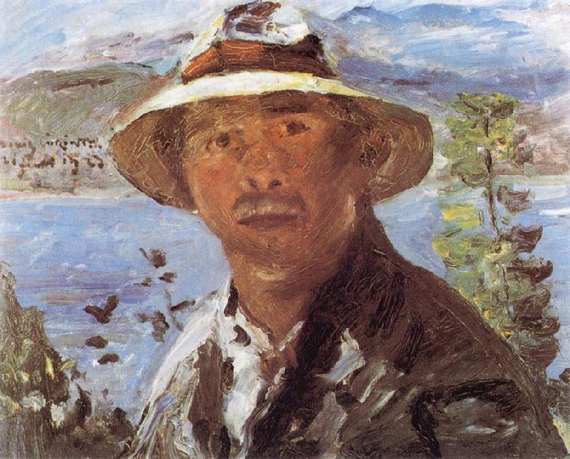 Lovis Corinth Self Portrait with Straw Hat Sweden oil painting art